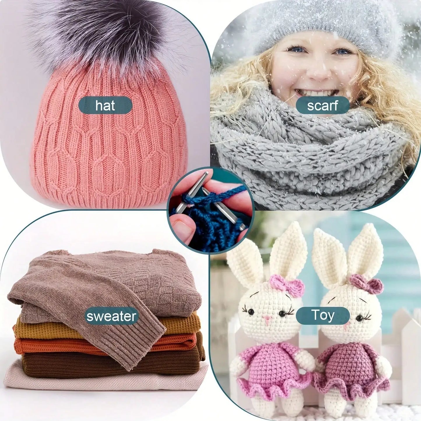 Professional 8pcs Stainless Steel Knitting Needles Set