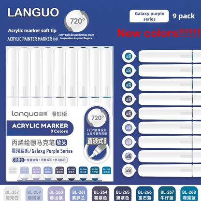 Languo 288/9 Direct Liquid Acrylic Paint Pens Brush Color Marker Pen