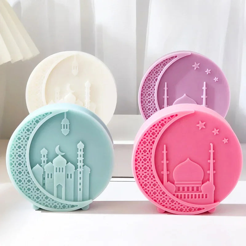 DIY Mosque Patterned Round Candle Silicone Mold
