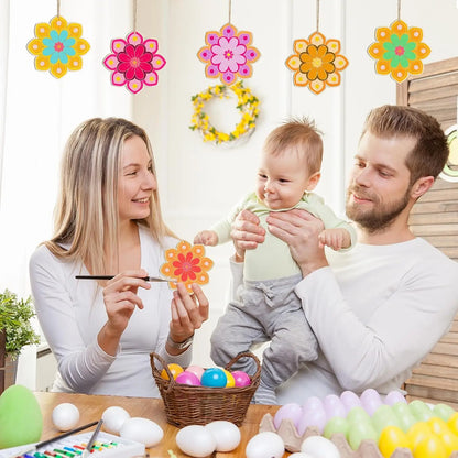 10pcs Wooden Flower Ornaments