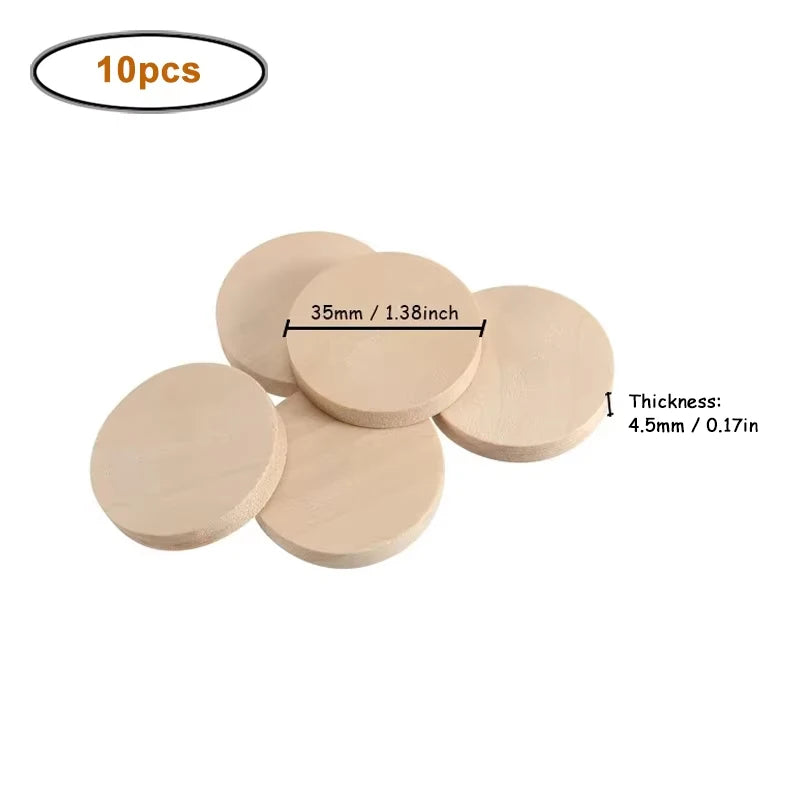 15-35mm Unfinished Smooth Round Wood Coins