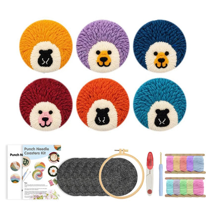 GATYZTORY Cute Animal Punch Needle Coaster Starter Kits