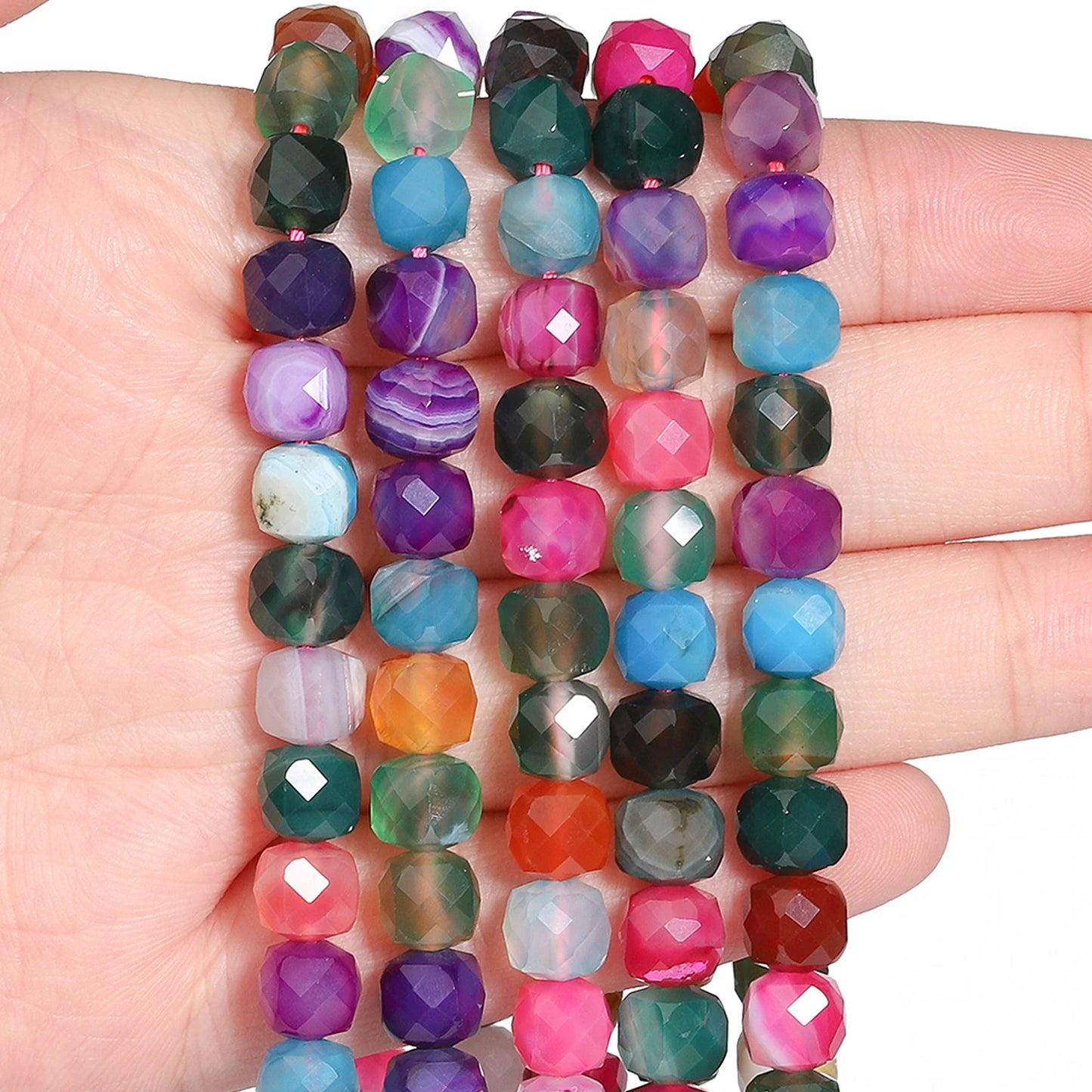 Natural Amethyst Beads 7-8mm Faceted Square Cube Geometric