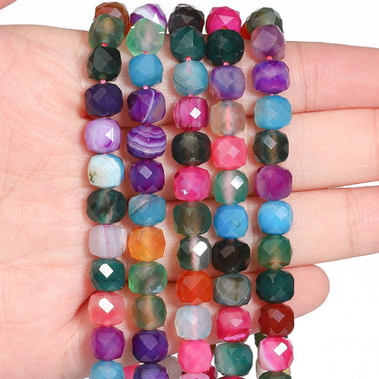 Natural Amethyst Beads 7-8mm Faceted Square Cube Geometric