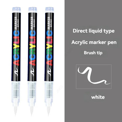 3Pcs Acrylic White Marker Brush Pens