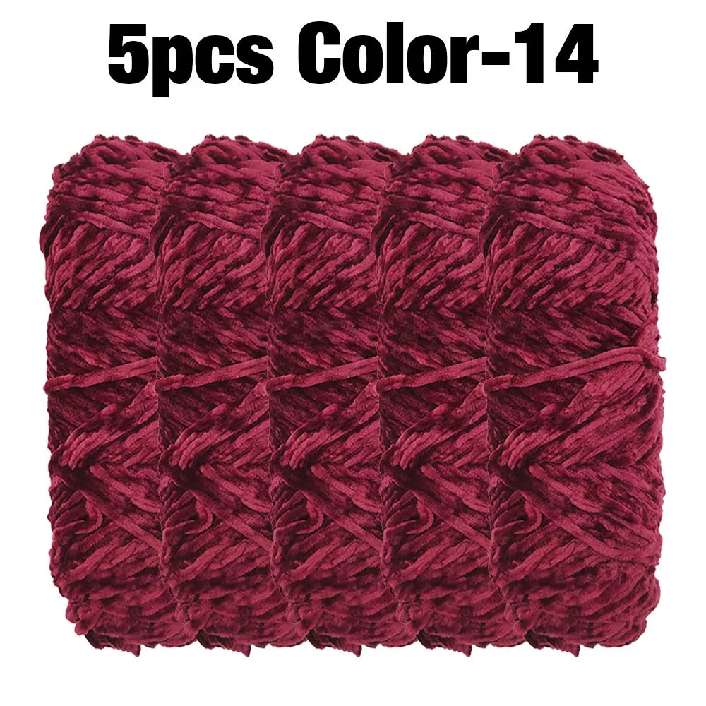 5 Rolls 100g Each Roll Premium Velvet Chenille Yarn