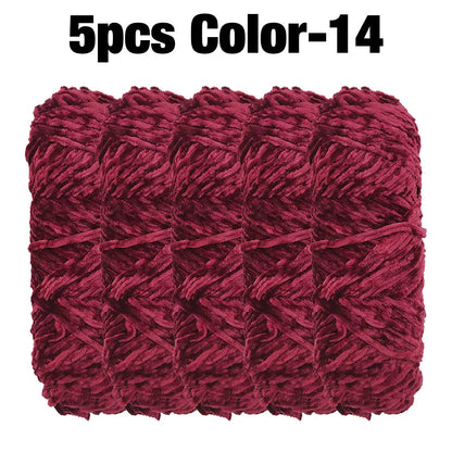 5 Rolls 100g Each Roll Premium Velvet Chenille Yarn