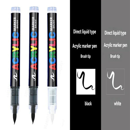 3Pcs Acrylic White Marker Brush Pens