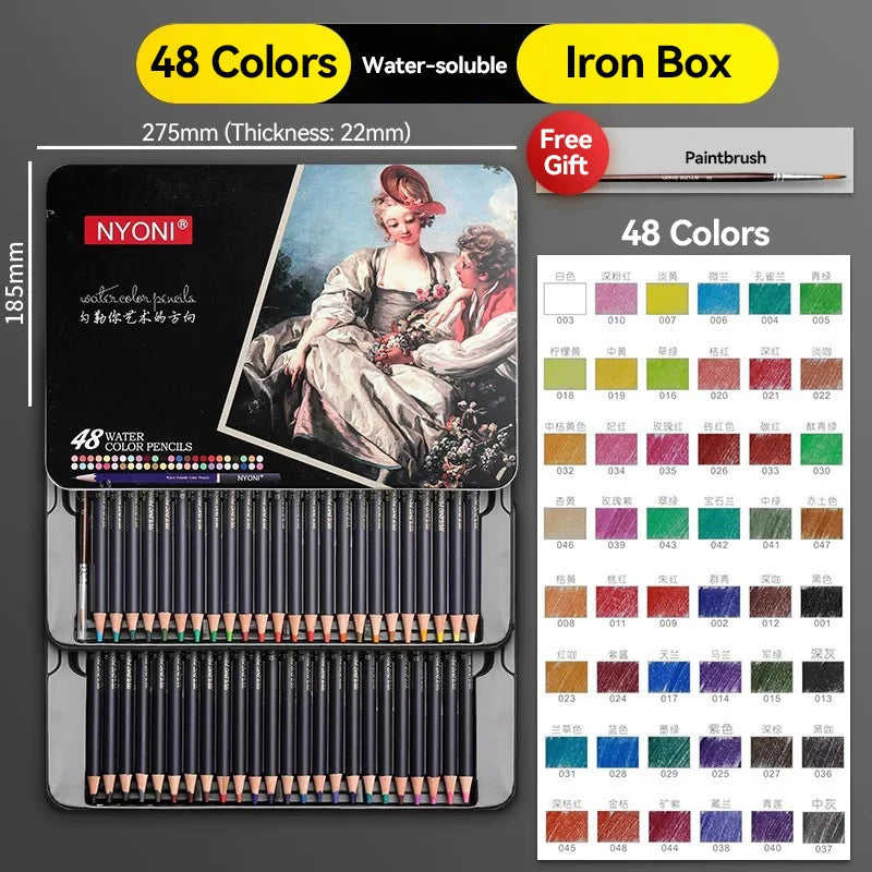 NYONI 24-120Colors Pencils Professional Oil Wood Soft Watercolor Pencil