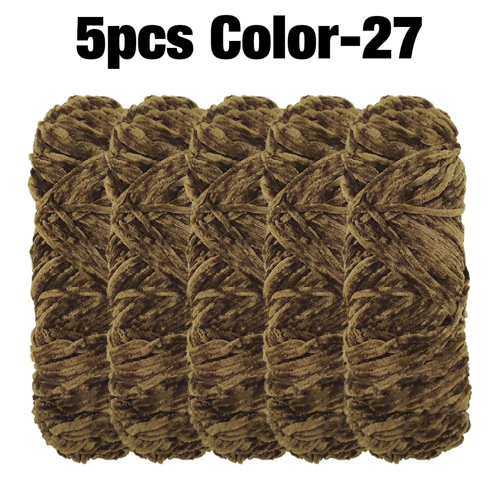 5 Rolls 100g Each Roll Premium Velvet Chenille Yarn