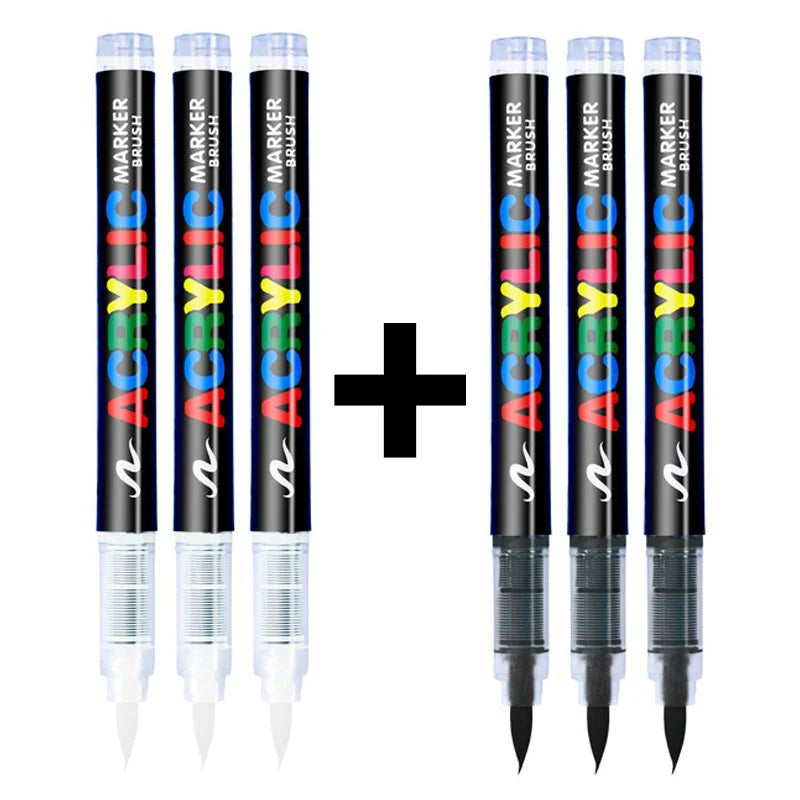 3Pcs Acrylic White Marker Brush Pens