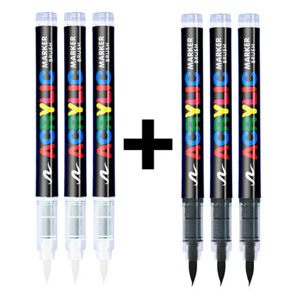 3Pcs Acrylic White Marker Brush Pens