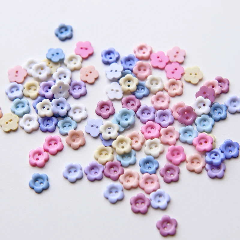 50Pcs Mini Buttons 8mm Mini Resin Flower Shape