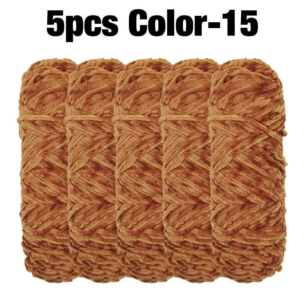 5 Rolls 100g Each Roll Premium Velvet Chenille Yarn
