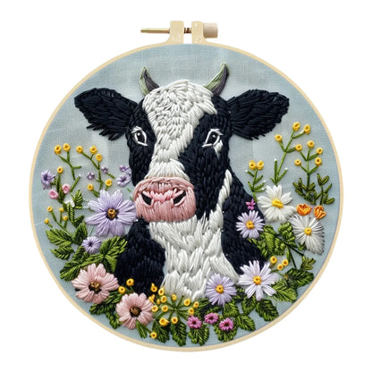 Beginner Embroidery Kit Cow Daisy Punch Needle Kit