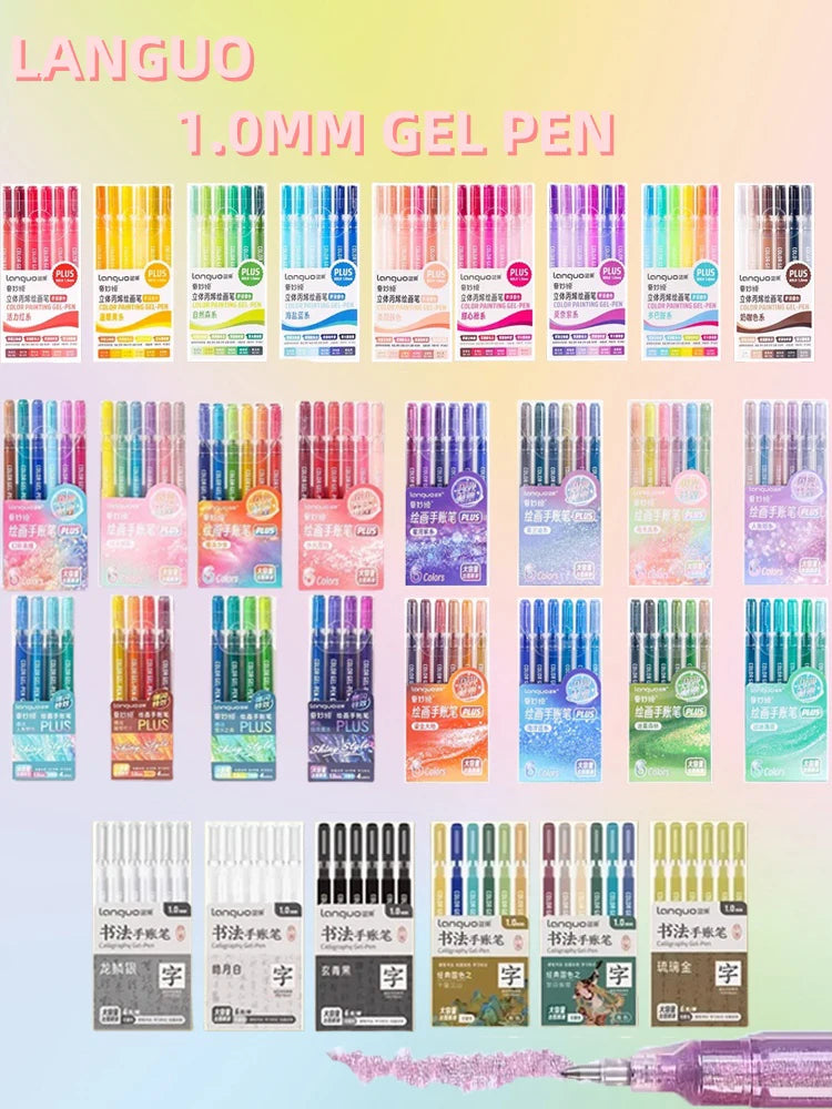 LANGUO 207/4 Colors Glitter Acrylic 0.5/1.0mm Gel Pen
