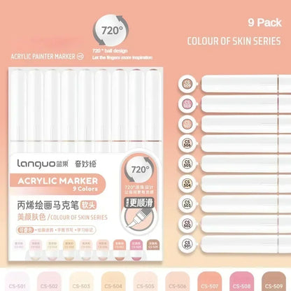 Languo 207/9 Direct Liquid Acrylic Paint Pens Brush Color Marker Pen