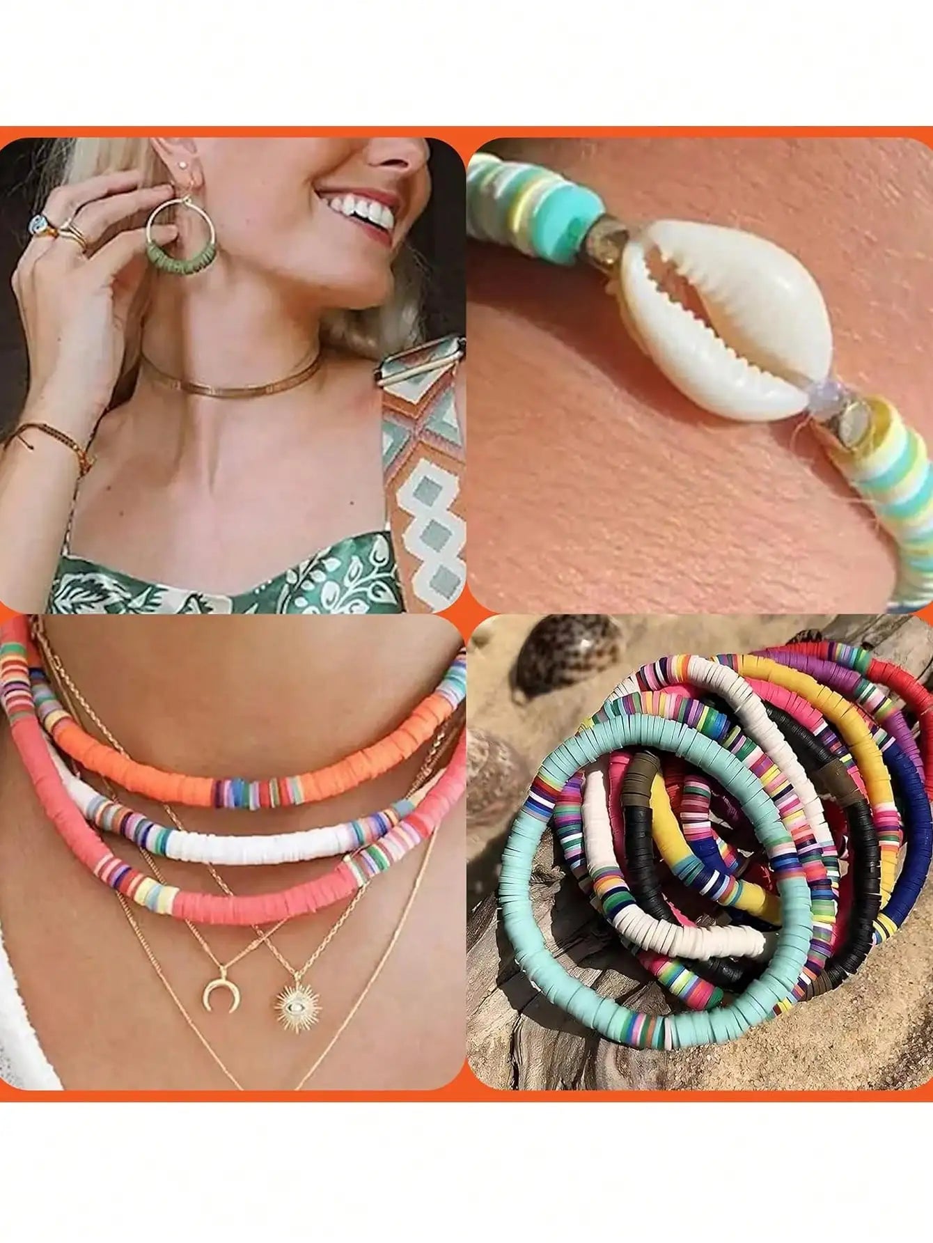 2400pcs Bracelet Making Kit with Clay Beads, 24-Color Flat Round