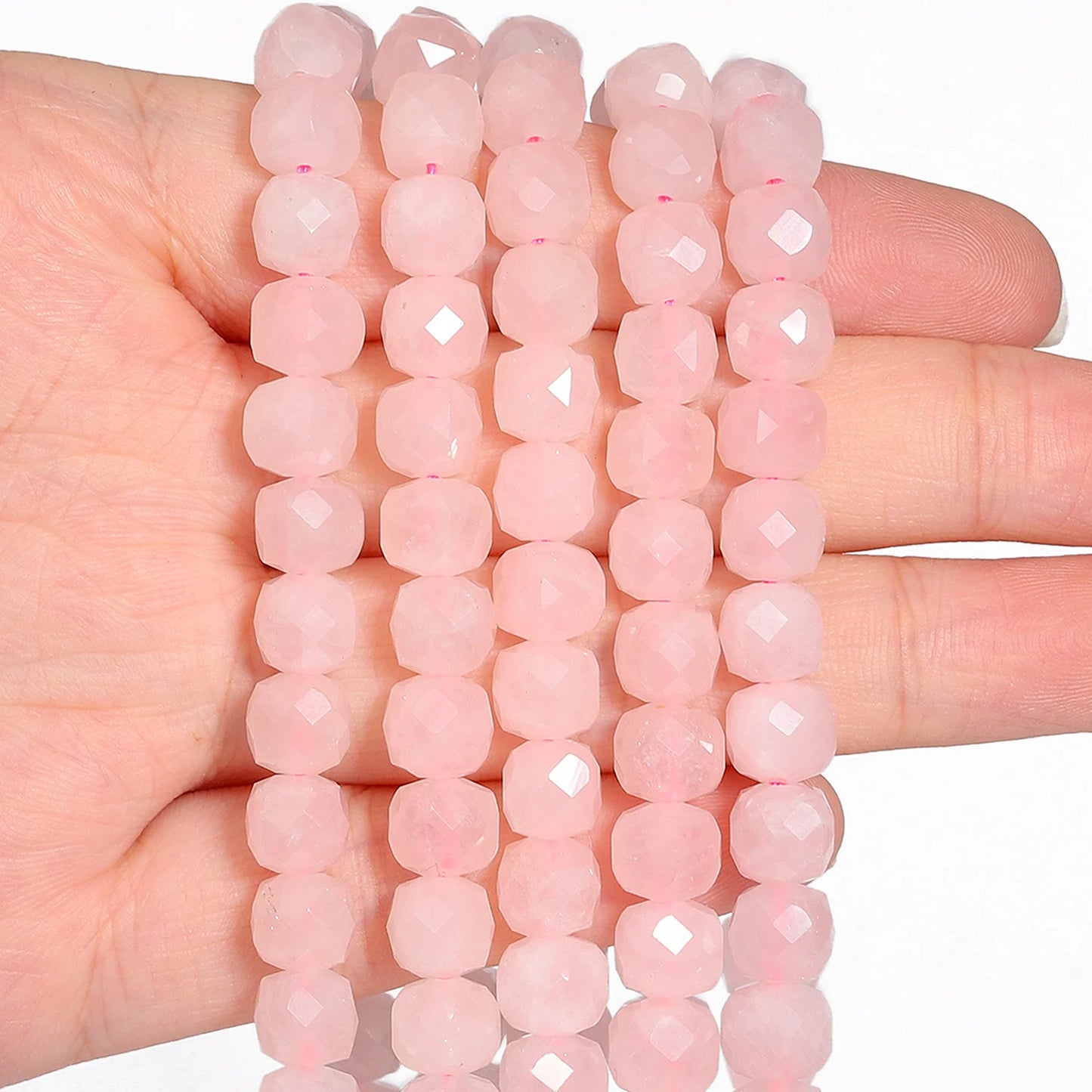 Natural Amethyst Beads 7-8mm Faceted Square Cube Geometric