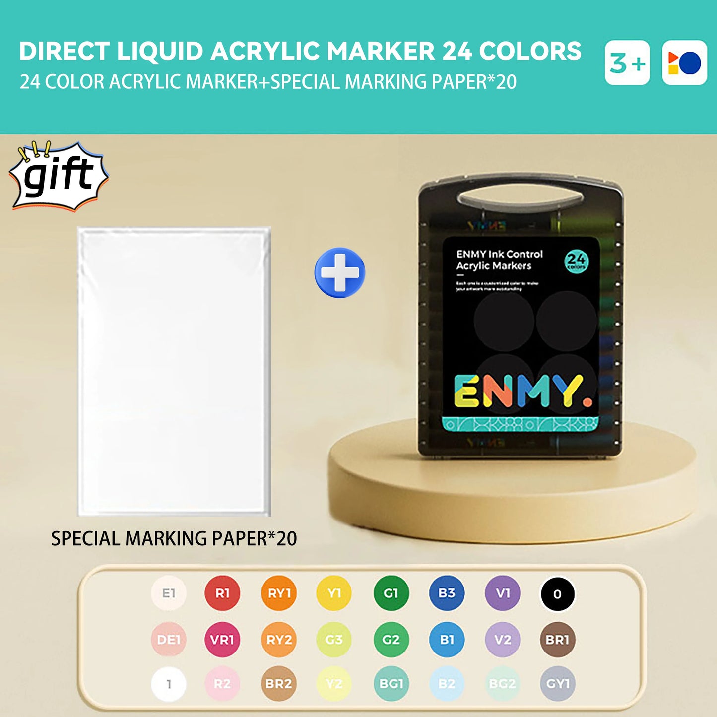 enmy Black box Direct Liquid acrylic markers with paper 24-80 colors