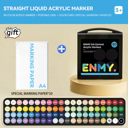 enmy Black box Direct Liquid acrylic markers with paper 24-80 colors