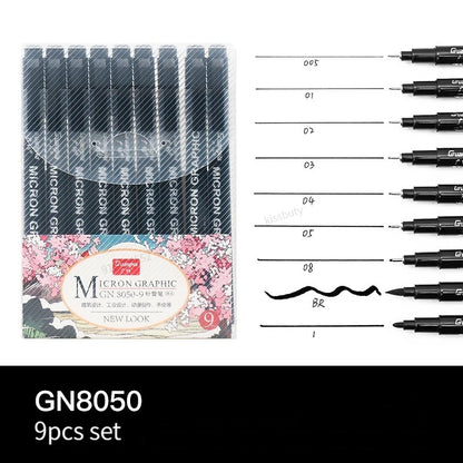 6/9/12/15pcs Waterproof Calligraphy Hook Line Pen Fade Proof Micron Pen Tip Fine Liner lettering Art Marker Pen Sketch Supplies
