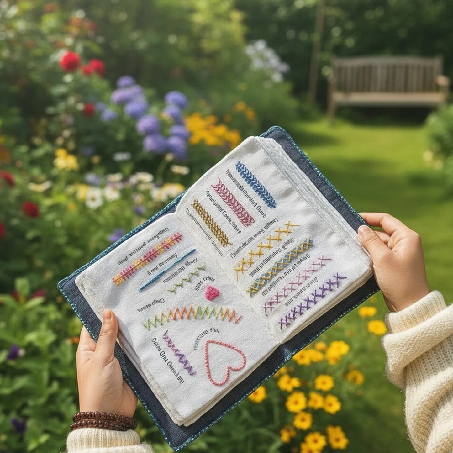 Embroidery Stitch Book Kit with A Complete Toolkit & Instructional Tutorial