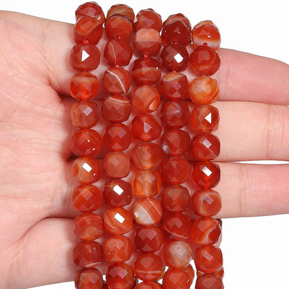 Natural Amethyst Beads 7-8mm Faceted Square Cube Geometric