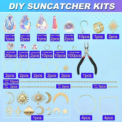 200pcs/set DIY Suncatcher Colorful Glass Hanging Crystals