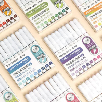 LANGUO 288/9 Colors Acrylic Marker Direct Liquid Soft Brush Paint Pen