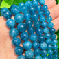 Natural Stone Dark Blue Chalcedony Jades Beads Round Loose Spacer Beads