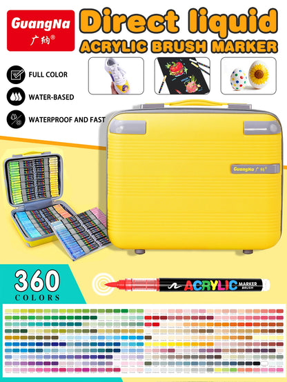 Guangna  360 Color Acrylic Marker Set with Travel Case