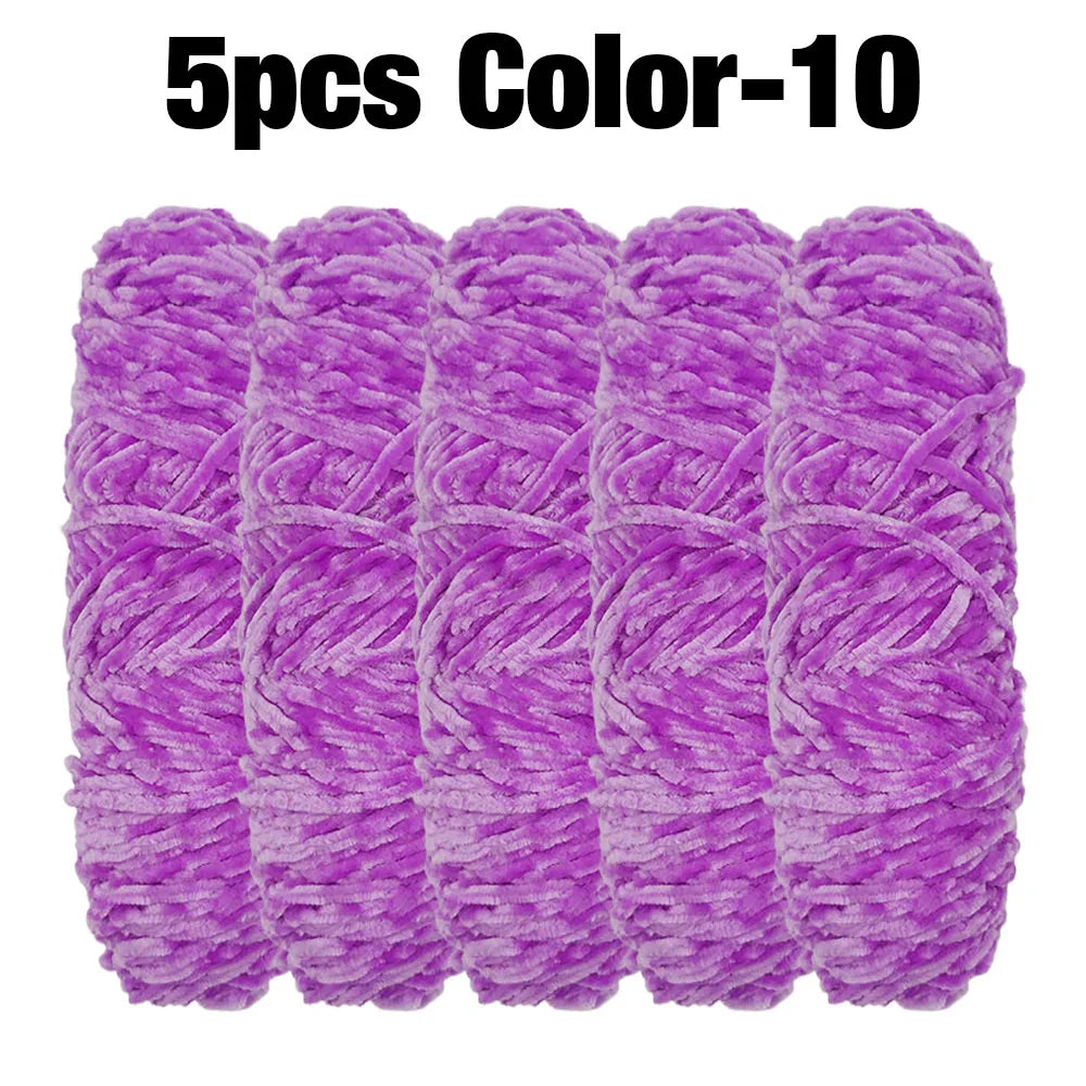 5 Rolls 100g Each Roll Premium Velvet Chenille Yarn