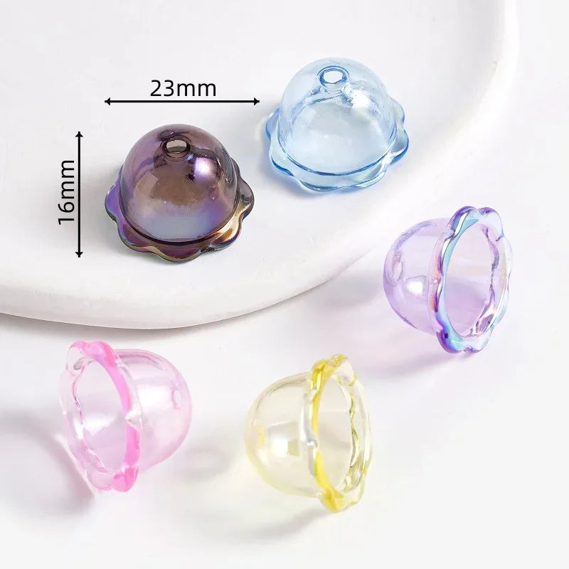 10Pcs/Lot Transparent UV Plated Acrylic Wind Bell Beads Charms
