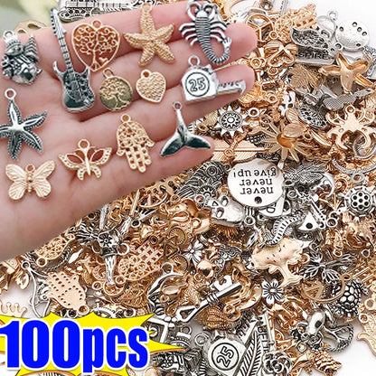 100pcs Tibetan Silver Mixed Pendant Animals Charms Beads