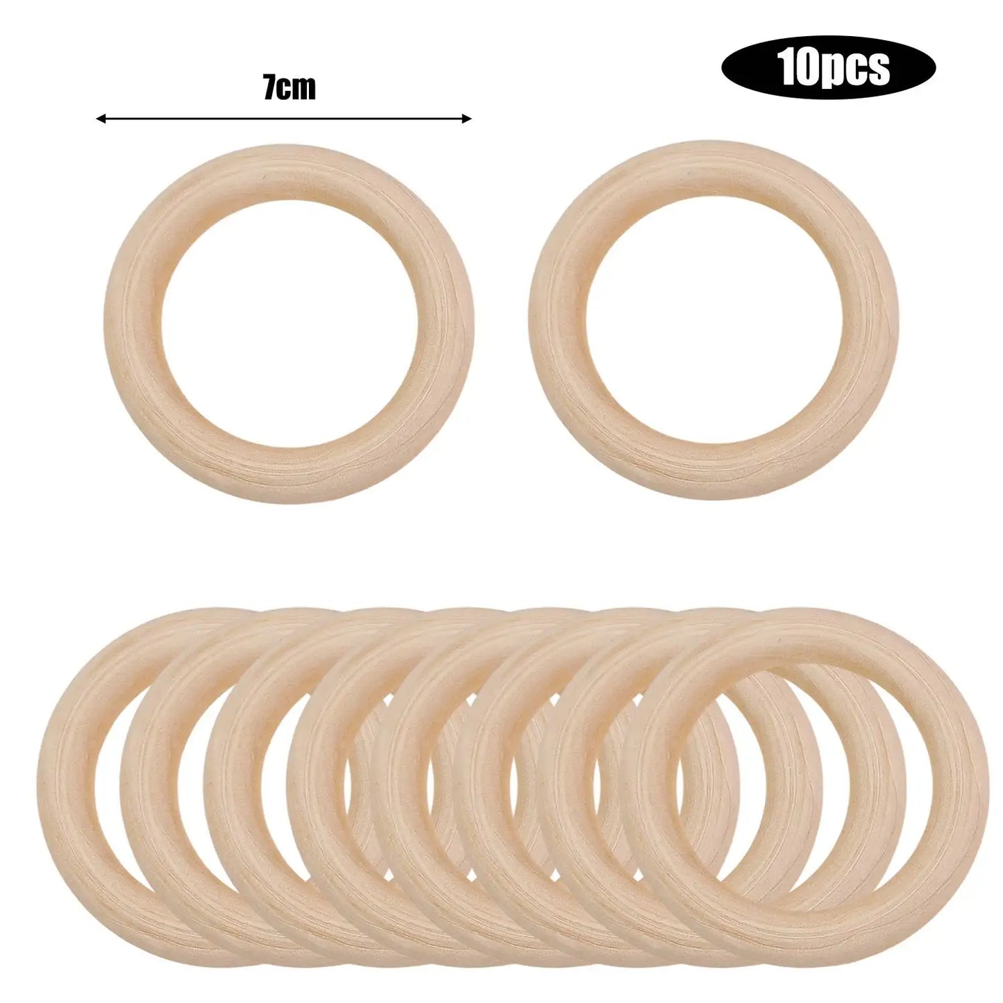 Unfinished Solid Wooden Rings Natural Wood Hoops