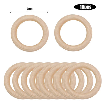 Unfinished Solid Wooden Rings Natural Wood Hoops