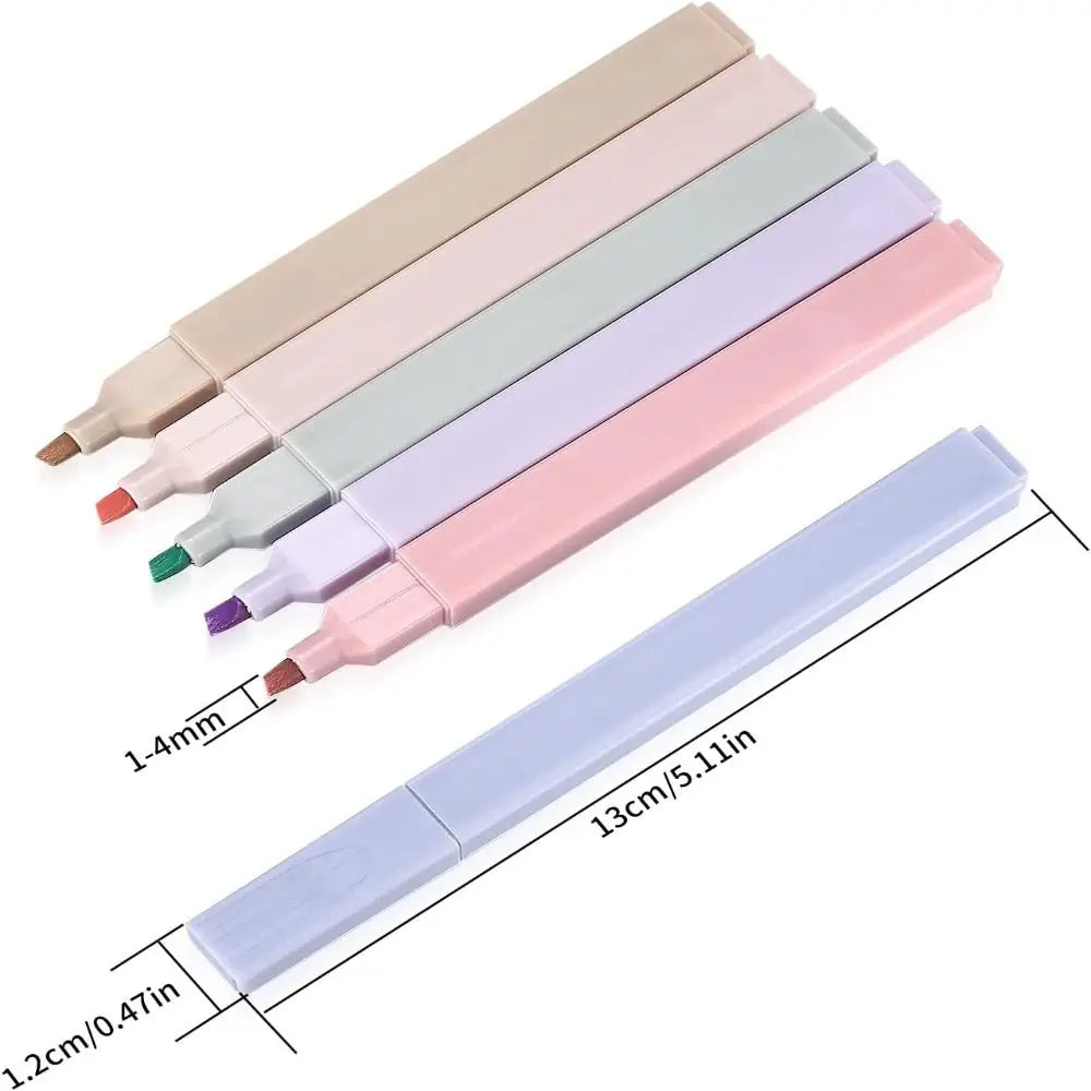 6/12Pcs Pastel Highlighters Soft Tip Mild Colours Highlighter Marker Pen