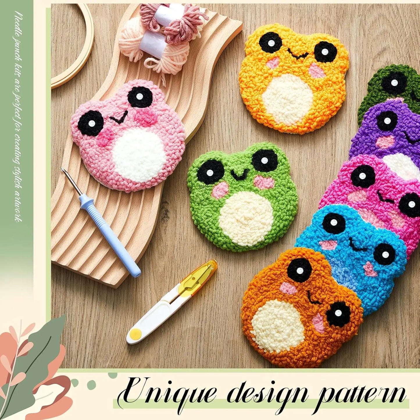 GATYZTORY 6Pcs Punch Needle Coasters Kit for Adults