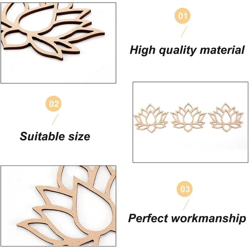 24pcs Lotus Dream Catcher Wooden Macrame Hoops  Flower Shape Macrame Rings