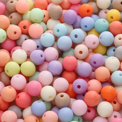 50-100pcs 8/10mm Acrylic Frosted Matte Round Beads Multi Color