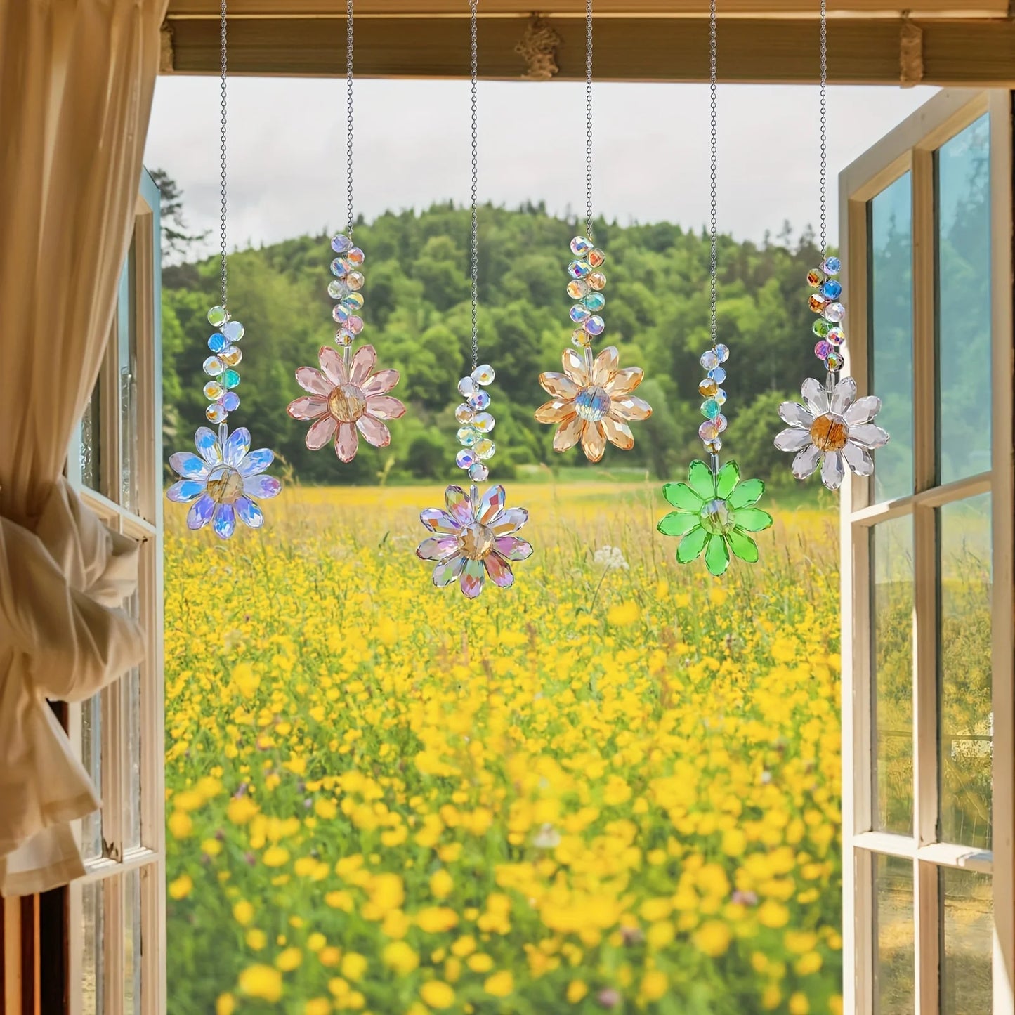 1/5pcs Crystal Sunflower Suncatchers Hanging Ornaments
