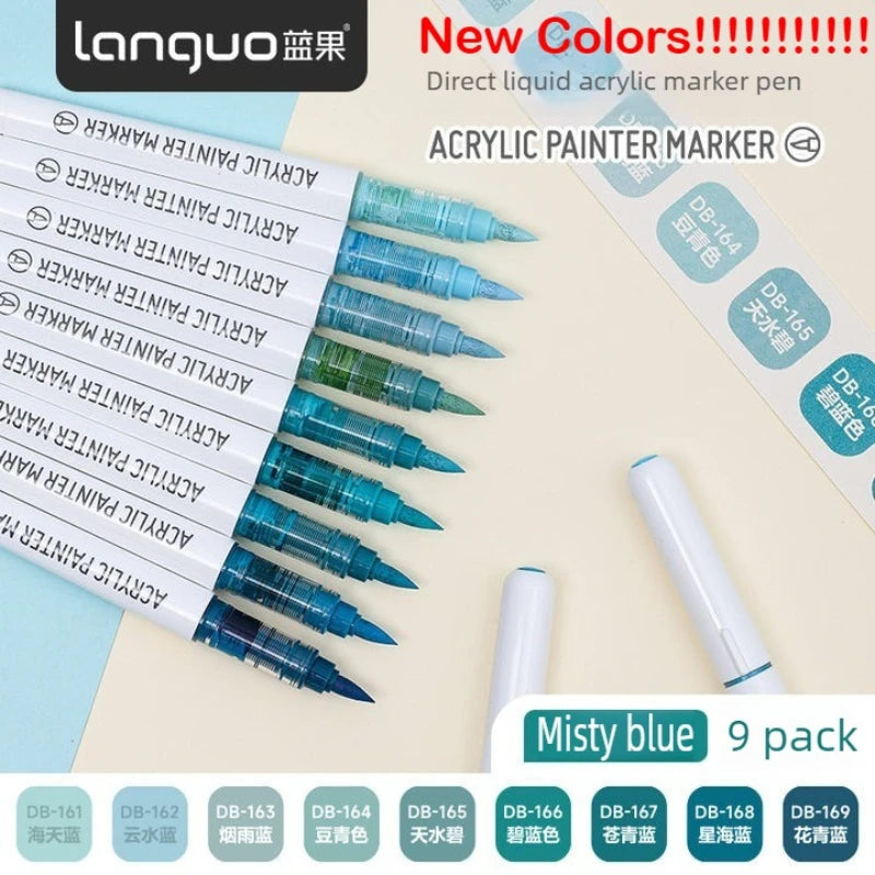LANGUO 288/9 Colors Acrylic Marker Direct Liquid Soft Brush Paint Pen
