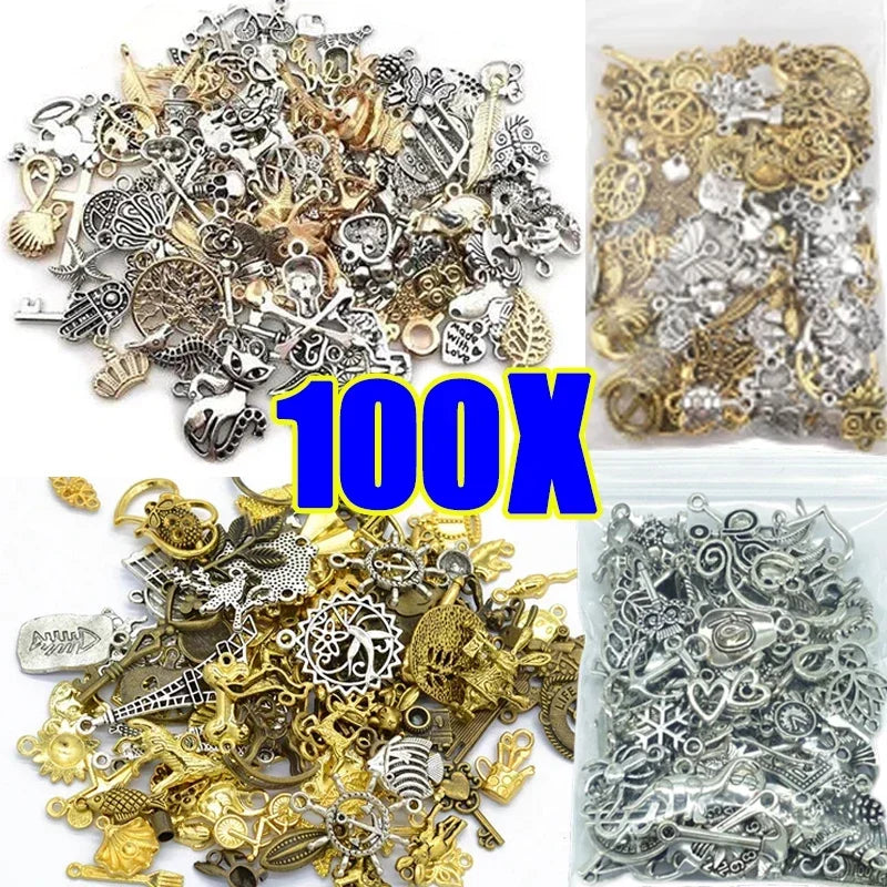 100pcs Tibetan Silver Mixed Pendant Animals Charms Beads
