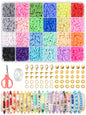 2400pcs Bracelet Making Kit with Clay Beads, 24-Color Flat Round