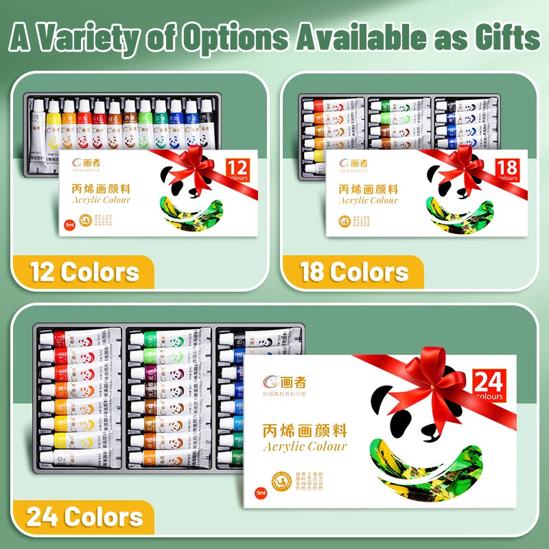 Acrylic Paint Set 12/18/24 Colors 5ml/0.17oz,Water-Proof