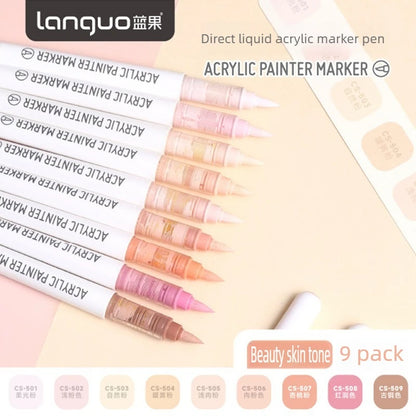 LANGUO 288/9 Colors Acrylic Marker Direct Liquid Soft Brush Paint Pen