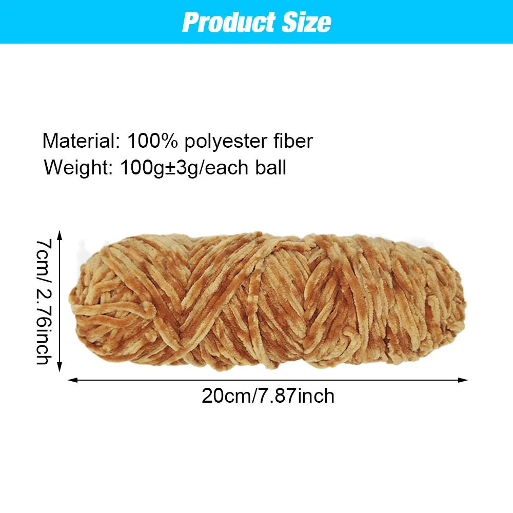 5 Rolls 100g Each Roll Premium Velvet Chenille Yarn