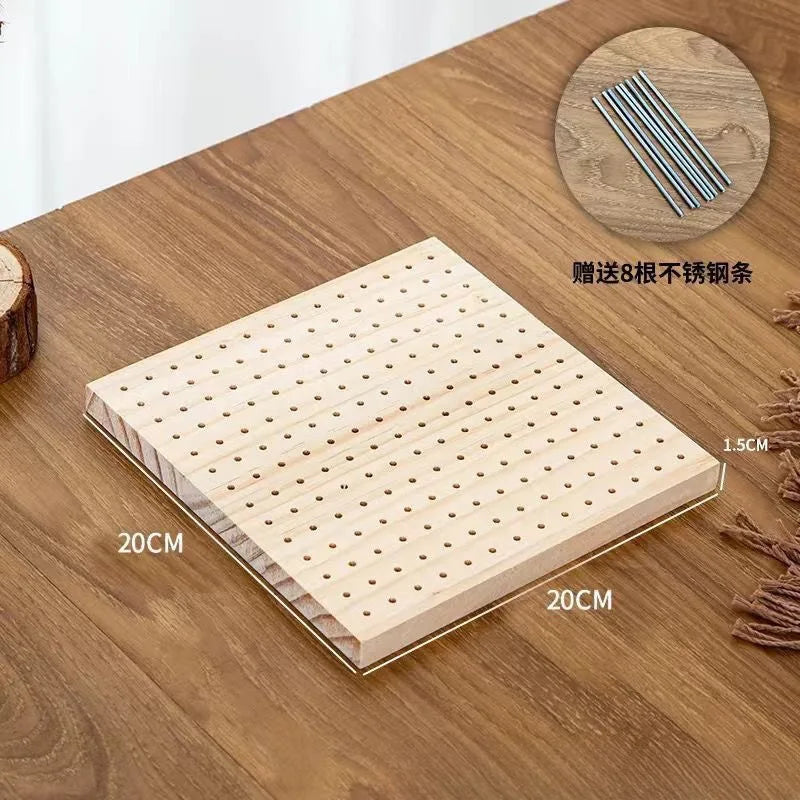 Wooden Crochet Blocking Board with Grid Lines and Stainless Steel Pins for Granny Squares Knitting Projects DIY Craft Gift