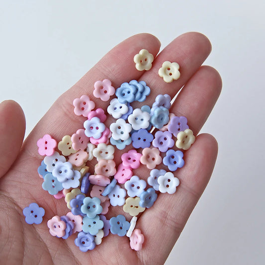 50Pcs Mini Buttons 8mm Mini Resin Flower Shape